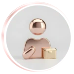 rose gold person icon representing personalized consultation service